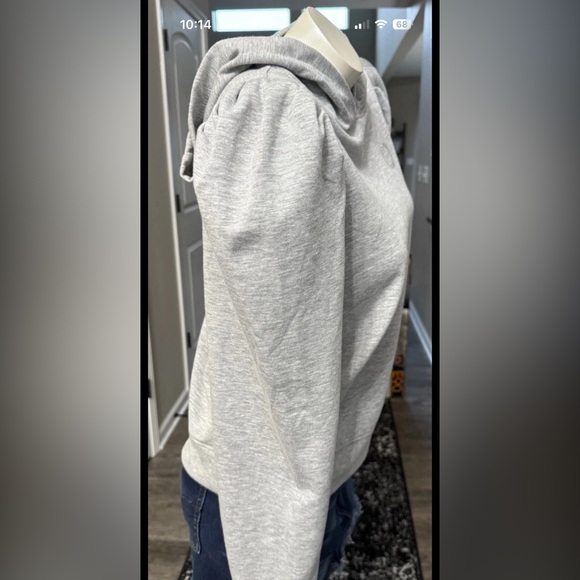 Juicy Couture Womens Sz M Puff Sleeve Glitter Logo Hoodie Grey Lightweight - Picture 4 of 12